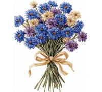 N.LANSHAN Blumen DIY Latchook Kit Cornflower Bouquet DIY Latch Hook Rug Kits,Crochet Kit for Beginners,Carpet Making Set with Printed Canvas，Gift 100x140cm