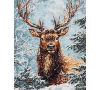 N.LANSHAN DIY Carpet Kit Deer Animal Latch Hook Rug Kit Winter Landscape DIY Latch Hook Kits Hand Craft Embroidery Tapestry Carpet Rug Making DIY Enthusiasts Gift 80x115cm