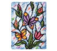 N.LANSHAN DIY Carpet Kit Flowers and Butterflies Latch Hook Rug Kit Colorful Flowers Rug Making Kit for Adults DIY Craft Latch Hook Rug Set Tapestry Cushion Pre-Printed Patterns 31x45in
