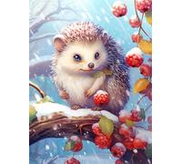 N.LANSHAN DIY Latch Hook Cushion Kits Cartoon Hedgehog Animal DIY Latch Hook Rug Making Kits for Beginners Unfinished Crocheting Tapestry Embroidery Carpet 80x115cm