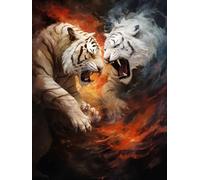 N.LANSHAN DIY Latch Hook Cushion Kits Fierce Tiger Animal Latch Hook Rug Kits for Beginners DIY Needlework Crocheting Tapestry Kit Home Decor 100x140cm