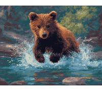 N.LANSHAN DIY Latch Hook Rug Kits Bears Playing in The Water Latch Hook Kits for Beginners，Seniors，3D DIY Enthusiasts Rug Making Set 60x90cm