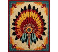 N.LANSHAN Diy Latch Hook Rugs Kits Colorful Ethnic Pattern Diy Rug Making Kits For Beginners Tapestry Set Embroidery Carpet Doormat Gift 100x140cm