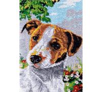 N.LANSHAN DIY Tapestry Kit Jack Russell Terrier Animal Latch Hook Cushion Kits Pet Dog Latch Hook Kits Rug DIY for Adults for Family Friends Needlework Cross Stitch Kit Crafts Gifts 20x15in