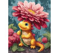 N.LANSHAN DIY Tapestry Kits for Adults Dragon Holding A Flower Umbrella Latch Hook Rug Making Kit DIY Craft Set Tapestry Cushion Pre-Printed Patterns 100x140cm