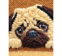 N.LANSHAN Dog Animal Diy Latch Hook Rug Kits Cartoon Pug Diy Rug Making Kits For Beginners Tapestry Set Embroidery Carpet Doormat Gift 80x115cm