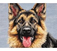 N.LANSHAN Dog Animal DIY Latch Hook Rugs Kits German Shepherd Portrait Latch Hook Rug Set Carpet Handmade Kits with Pre-Print，DIY 3D Craft Gift 52x38cm