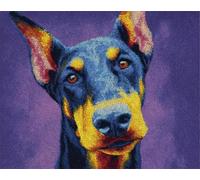 N.LANSHAN Dog Animal Diy Latch Hook Rugs Kits Vintage Doberman Pinscher Latch Hook Kits For Beginners，Seniors，3D Diy Enthusiasts Rug Making Set 60x90cm