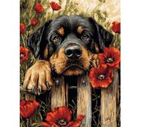 N.LANSHAN Dog Animal DIY Tapestry Kits for Adults Fantasy Rottweiler DIY Latch Hook Rug Making Kits for Beginners Unfinished Crocheting Tapestry Embroidery Carpet 90x120cm