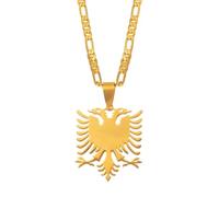 N-Made Beautifull Albanian Eagle Necklace - Albania Eagle Necklace - Polish Eagle Necklace - Albania Eagle Pendant Necklaces Gold Color & Silver Stainless Steel Jewelry Ethnic for Women Men, L, Zinc