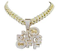 N-Made Beautifull Hip Hop No Days Off Chain Iced Out Pendant Necklace, Iced Out Pendants for Men Women, Iced Out Chain, Hip Hop No Days Off Pendant Necklace Chain Width 13mm Cuban Chain, Rope Chain