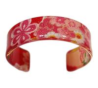 N&N Find Japan Japanese Kyoto Chirimen Bangle Bracelet (Red/Pink), 8 inch, Acrylic