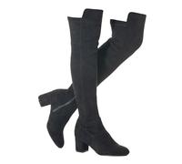 N.N.G Women Over the Knee Boots Thigh High Suede Black Block Low 2 Inch Heel Chunky Above Knee Winter Pointed toe, Black 1/2 Ihch Heel, 7 UK