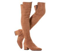 N.N.G Women Over the Knee Boots Thigh High Suede Black Block Low 2 Inch Heel Pointed toe Chunky Above Knee Winter Boots, Brown Ihch Heel, 5 UK
