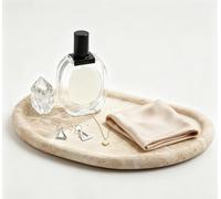 N NANSHOP Natural Travertine Tray, Special-Shaped Jewelry Tray, Marble Ring Dish for BathroomCountertop, Nightstand,Dressing Table, Bedside Table, Home Decor, Beige(Middle)(NS025)