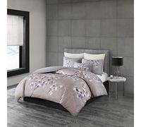 N Natori Sakura Duvet Cover Reversible Cherry-Blossom Cotton Printed Flower Floral Botanical Matching Embroidered Shams Soft Corner Ties All Season Bedding-Sets, King/Cal King(110"x96"), Lilac