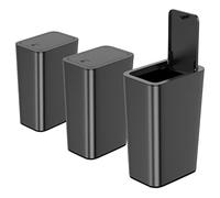N. NETDOT 3 Pack 10 L/2.6 Gal Bathroom Trash Can with Lid, Small Kitchen Trash Can with Press Type Lid, Black Trash Can/Slim Garbage Cans/Trash Bin/Waste Basket for Bathroom,Kitchen,Office,Bedroom