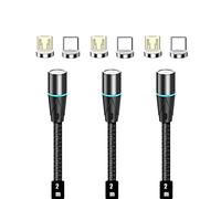 N. NETDOT Gen12 Magnetic Cable 3-Pack,Universal Fast Charging with Interchangeable USB-C & Micro-USB Tips (6.6ft, Black)