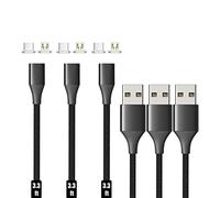 N. NETDOT Magnetic Charging Cable, Gen10 Nylon Braided 2-in-1 Magnetic Phone Charger Compatible with USB-C and Micro-USB Devices (3.3ft/3 Pack Black)
