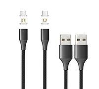 N. NETDOT Magnetic Charging Cable, Gen10 Nylon Braided 2-in-1Magnetic Phone Charger Compatible with USB-C and Micro-USB Devices (3.3ft/2 Pack Black)