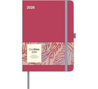 N Neumann Sunset Coral 2026 Book Calendar 16 x 22 cm, Weekly Planner with 4-Language Calendar, International Holiday & Moon Phase Overview, with Pen Holder and Elastic Band: Cool Diary