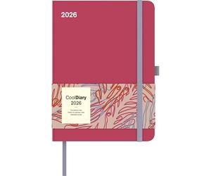 N Neumann Sunset Coral 2026 Book Calendar 16 x 22 cm, Weekly Planner with 4-Language Calendar, International Holiday & Moon Phase Overview, with Pen Holder and Elastic Band: Cool Diary