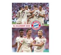 N NEUMANNVERLAGE FC Bayern Munich 2025 Poster Calendar, 48 x 64 cm, Football Calendar with Stars Motifs, Spiral Bound and International Calendar