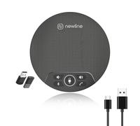 N newline USB Conference Microphone Speaker with Dongle, Bluetooth Speakerphone, 360° Voice Pickup, 4 Mics, Portable USB Speakerphone w/Noise Reduction for Home Office, Meeting Teams, Zoom, NewPie 30