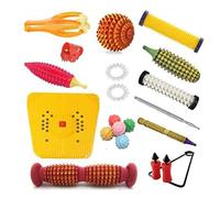 N P NEERAJ PLASTICS Acupressure kit Massager Tools Combo With Foot Roller Wooden Mat Magneto-Therapy Handle Roller With Advance Finger Massager Shoe Sole 5 Massage Rings Kit fitness kit home gym