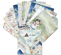 N/Q 24 Sheets Christmas Pattern Paper Set,Christmas Decorative Craft Paper Winter Christmas Theme Scrapbook Paper for Scrapbook Card Making Decoration