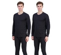N R TEXTILES Mens 2 Pack Thermal Ribbed Warm Underwear Baselayer Winter Long Sleeve Top (Charcoal, XL)