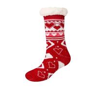 N R TEXTILES Pairs Of Ladies Thermal Extreme Hot Winter Warm Thick Socks 4.7 Tog Sherpa Fleece Lining Slipper Bed Socks Red Heart