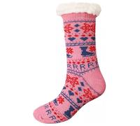 N R TEXTILES Pairs Of Ladies Thermal Extreme Hot Winter Warm Thick Socks 4.7 Tog Sherpa Fleece Lining Slipper Bed Socks 381C-Pink