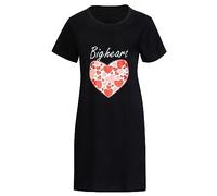 N R TEXTILES Women's Nightdress Short Sleeve Sleep Shirt Long Round Neck Sleep Sleepwear Shirt (Big Heart SS, M/12-14)