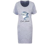 N R TEXTILES Women's Nightdress Short Sleeve Sleep Shirt Long Round Neck Sleep Sleepwear Shirt (Cool Shark SS, XL/20-22)