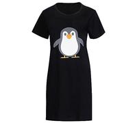 N R TEXTILES Women's Nightdress Short Sleeve Sleep Shirt Long Round Neck Sleep Sleepwear Shirt (penguin SS, L/16-18)