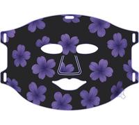 N&S Store LED Light Therapy Face and Neck Mask, Black with Purple Floral Pattern, Red and NIR Light, USB Rechargeable with Auto Timer (Set)