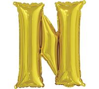 N - Shaped Gold Foil Balloon (35cm) - Unique & Brilliantly Shiny Design - Perfect for Birthdays, Anniversaries & Celebrations - 1 Pc