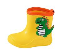 N Shoe Kids Children Rain Boots Boys Girls Baby Dinosaur Rain Shoes Non Slip Rubber Boots (Yellow, 12 Little Child)