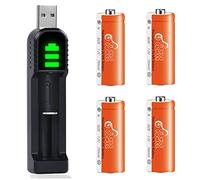 N Size Battery, Pickle Power 4 Pcs 1.2V LR1 E90 MN9100 N Size Ni-Mh Rechargeable Batteries and LED Display Charger for MP3 Player, Electric Toys, Remote, Controller, Alarm Clocks and More