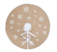 N&T NEITING Christmas Tree Skirt, Snowflake Printed Round Burlap Tree Skirt, Suitable for Xmas Tree, Santa Claus Holiday Decorations (48 Inch, Khaki)