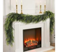 N&T NIETING 9FT Christmas Norfolk Pine Garland Real Touch Pine Artificial Garlands Faux Greenery Garland Winter Christmas Garland for Table Mantle Fireplace Indoor Outdoor Xmas Decorations