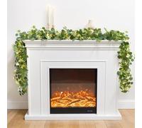 N&T NIETING Artificial Eucalyptus Garland, 4Pcs Greenery Vines Garland with LED Light and White Flowers, 6Ft Fake Hanging Greenery Plant for Wedding Arch Backdrop Table Indoor Outdoor Home Decor