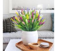 N&T NIETING Artificial Plants Outdoor, 6 Bundles Fake Monkey Grass with Flowers UV Resistant Faux Plants for Garden Balcony Window Patio Hanging Planter Pathway Front Porch(Mix Color)