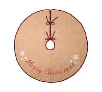 N&T NIETING Christmas Burlap Tree Skirt, 48 Inches Snowflake Printed Tree Skirt with Red Black Plaid Edge for Holiday Christmas Decorations Indoor Outdoor