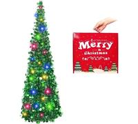 N&T NIETING Christmas Tree, 5ft Collapsible Pop Up Christmas Trees Green Tinsel Coastal Christmas Tree for Holiday Xmas Decorations, Home Display, Office Decor