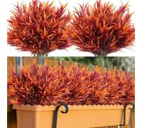 N&T NIETING Fall Artificial Plants Outdoor, 8 Bundles Fake Ferns No Fade Faux Autumn Plants, UV Resistant Fake Fall Plants for Garden Window Patio Hanging Planter Pathway Front Porch Home Decor