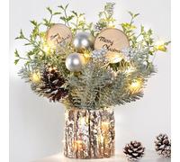 N&T NIETING Mini Christmas Tree with Warm-White LED Lights, Artificial Small Xmas Tree, Pre-lit Tabletop Christmas Trees for Christmas Decorations Table Top Small Christmas Tree with Lights(12 Inch)