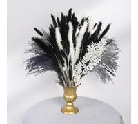 N&T NIETING Pampas Grass Boho Decor, 102Pcs Dried Flowers Bouquet Natural Black Pampas Grass Decor DIY Dry Flowers for Wedding Party Floral Arrangements Home Halloween Decorations(50cm)