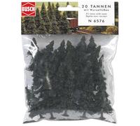 Busch Model Trees – N/tt 20 Pine Trees with Bases – N gauge scenery – 6576